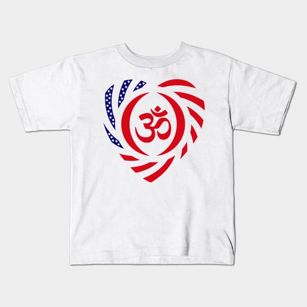 Hindu Murican Patriot Flag Series (Heart) Kids T-Shirt by Village Values